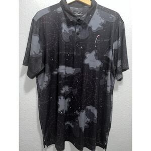 Hoolie Golf Polo Men’s L Shirt Black Pirate Map Made In USA Sea Of The Hole Bone
